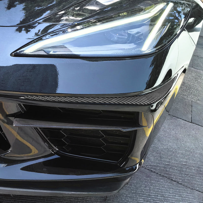 WXZOS Genuine Carbon Fiber Front Bumper Corner Trim for Chevrolet Corvette C8 2020-24