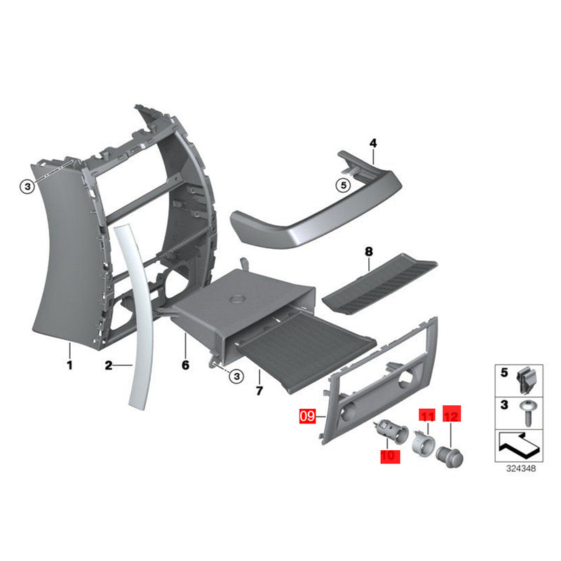 WXZOS Rear A/C Vent Center Console Panel Replace Kit for BMW F07 535i/550iGT 2010-2017