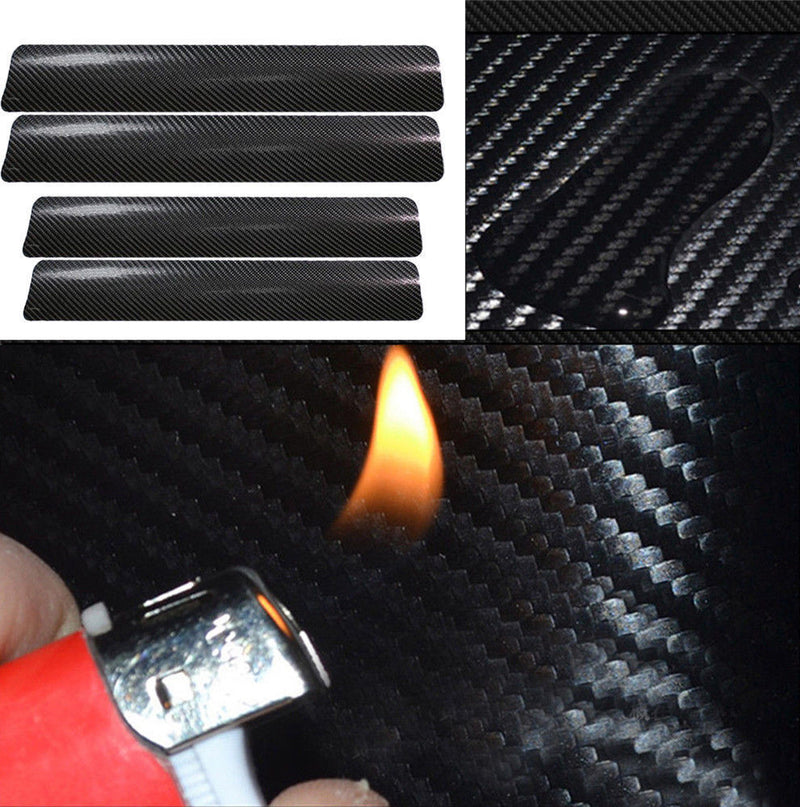 Black 4D Carbon Fiber Car Accessory Door Sill Scuff Protector Stickers &Tool