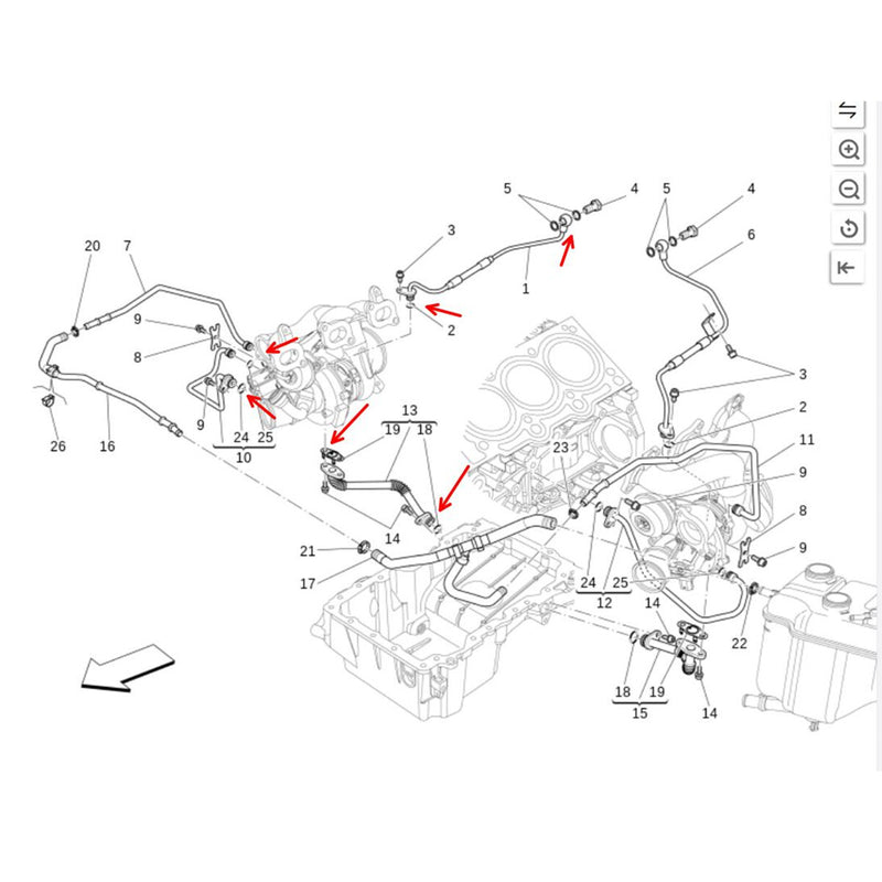 WXZOS Engine Turbocharger Radiator Water Pipe Seal for Maserati Levante 3.0T 2016-2023