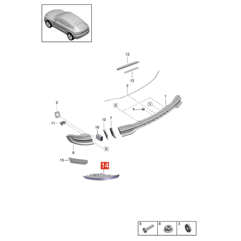WXZOS L&R Rear Bumper Backup Fog Light Reflector for Porsche Macan (95B.3) 2022-2024