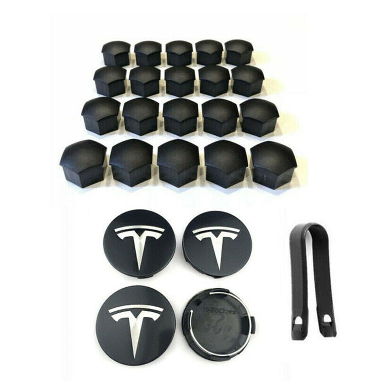 25PCS Wheel Center Hub Cap Cover+Lug Nut Covers kit for Tesla Model S X