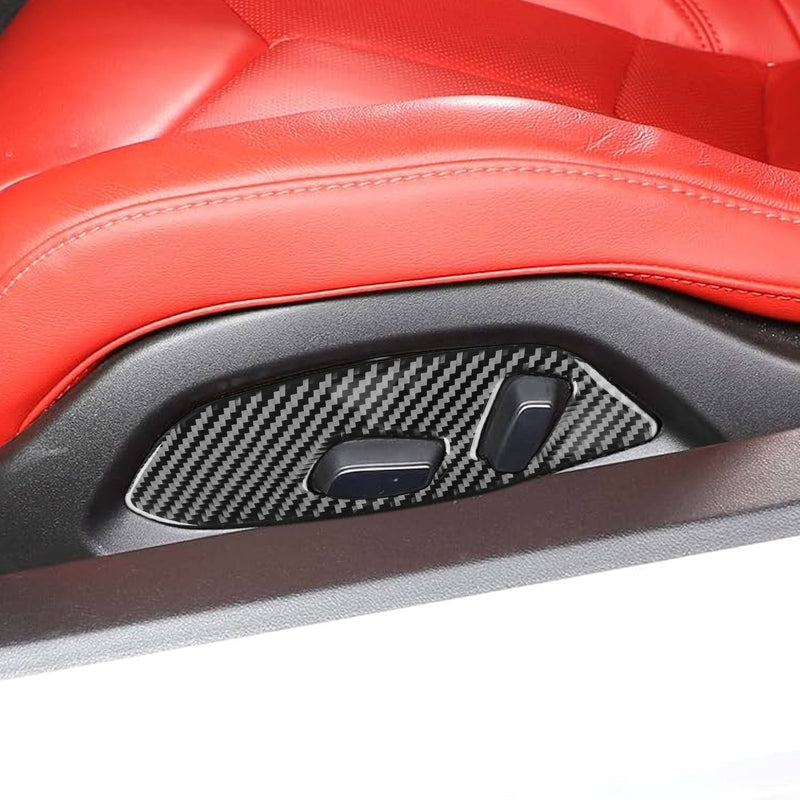 WXZOS Carbon Fiber Seat Adjustment Switch Trim for Chevrolet Corvette C8 2020-2024