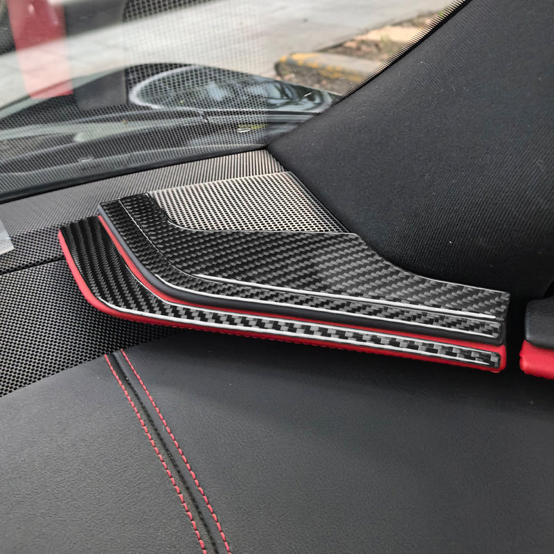 WXZOS Genuine Carbon Fiber A-Pillar Speaker Trim for Chevrolet Corvette C8 2020-2024