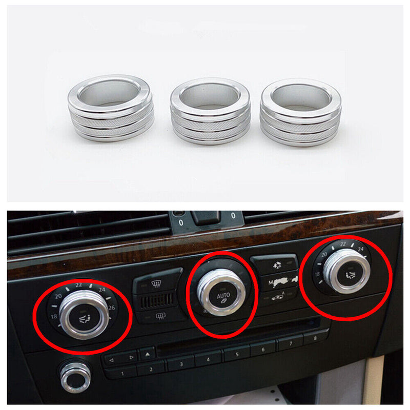 AC Air Conditioner Knob Covers Trim Silver For BMW E60 520 523 530 2004-2010