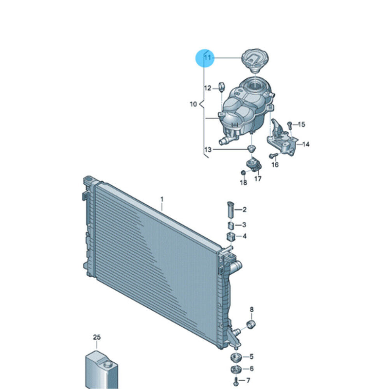 Black Water Coolant Expansion Tank Reservoir Cap for VW Toureg (CR7) 2018-2019