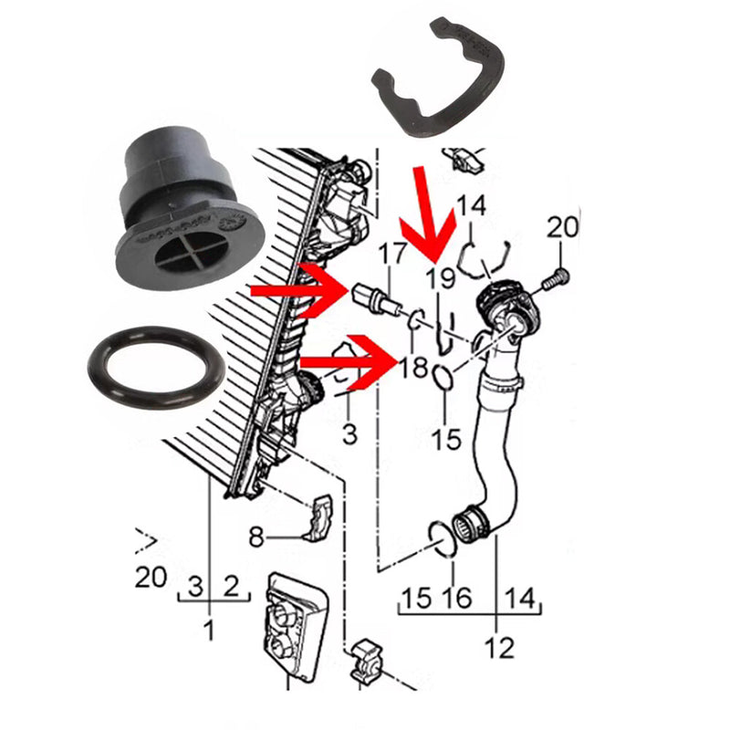 WXZOS 1PC Engine Water Coolant Upper Pipe Hose Cap w/Ring for Porsche Panamera 2010-16