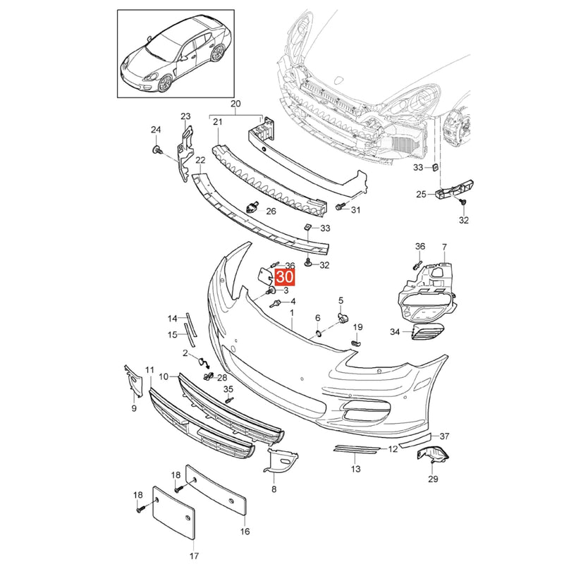 WXZOS Front Bumper Bracket Fastener Retainer Clip for Porsche Panamera (970) 2010-2016