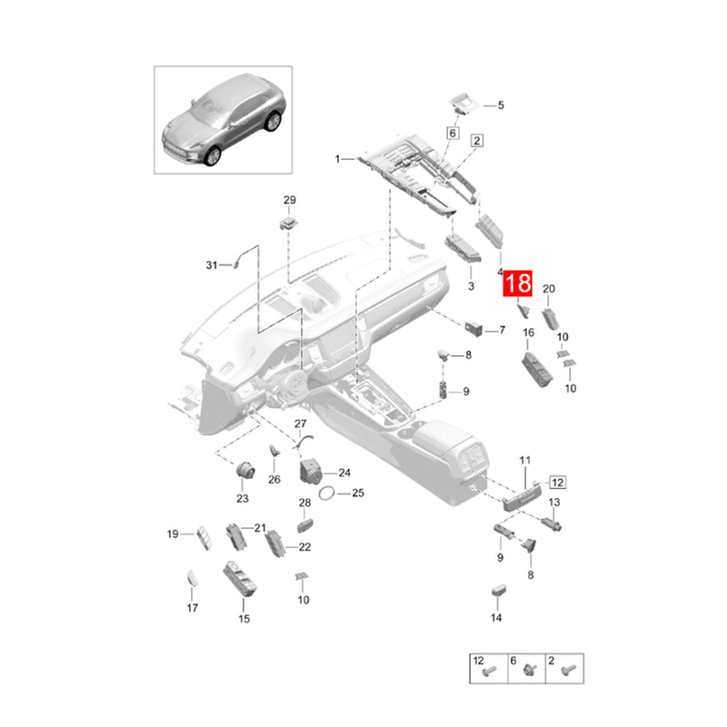WXZOS Front Right Door Lock Switch Button for Porsche Macan (95B) 2017-2024