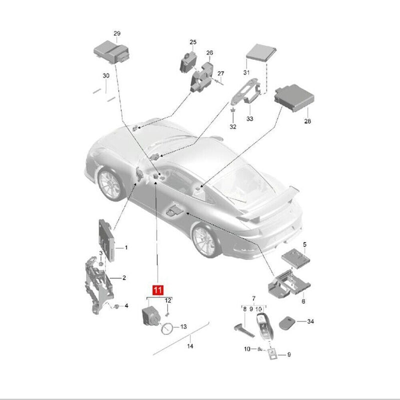 Engine Ignition Switch Lock Unit Fit for Porsche Boxster (981) 2013-2016