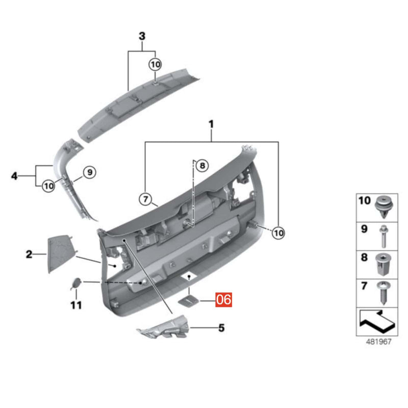 Rear Tailgate Lock Trim Panel Cover for BMW X1 F48 2015-2021
