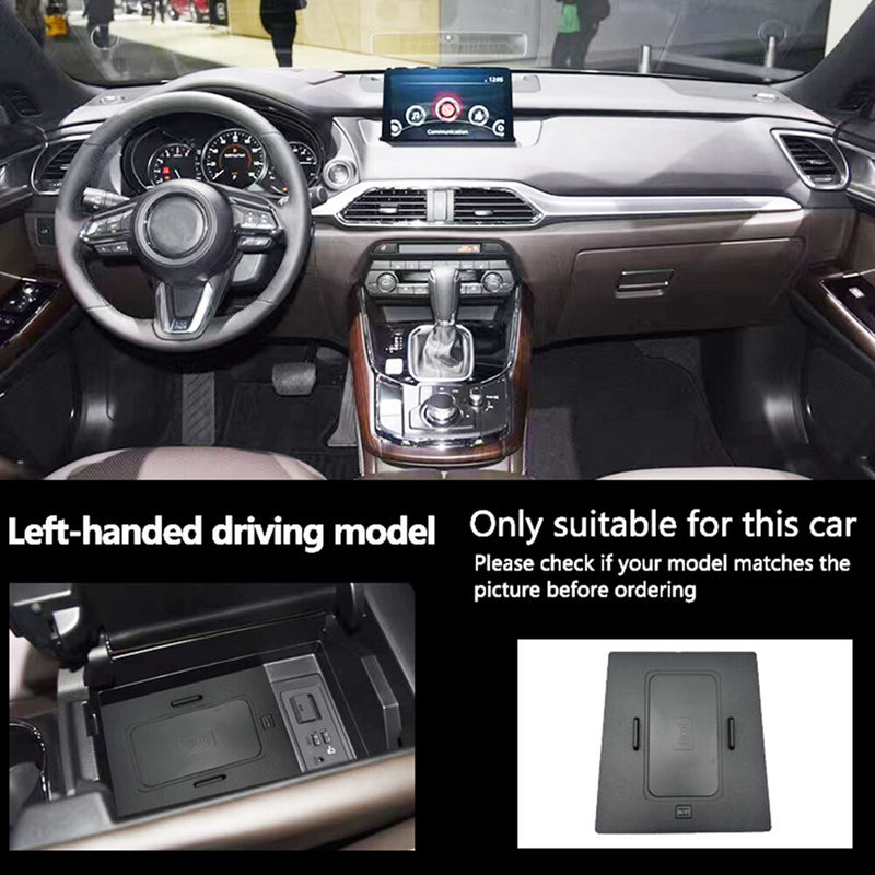 WXZOS Front Center Console Wireless Fast Charging Pad for Mazda CX-9 2019-2023