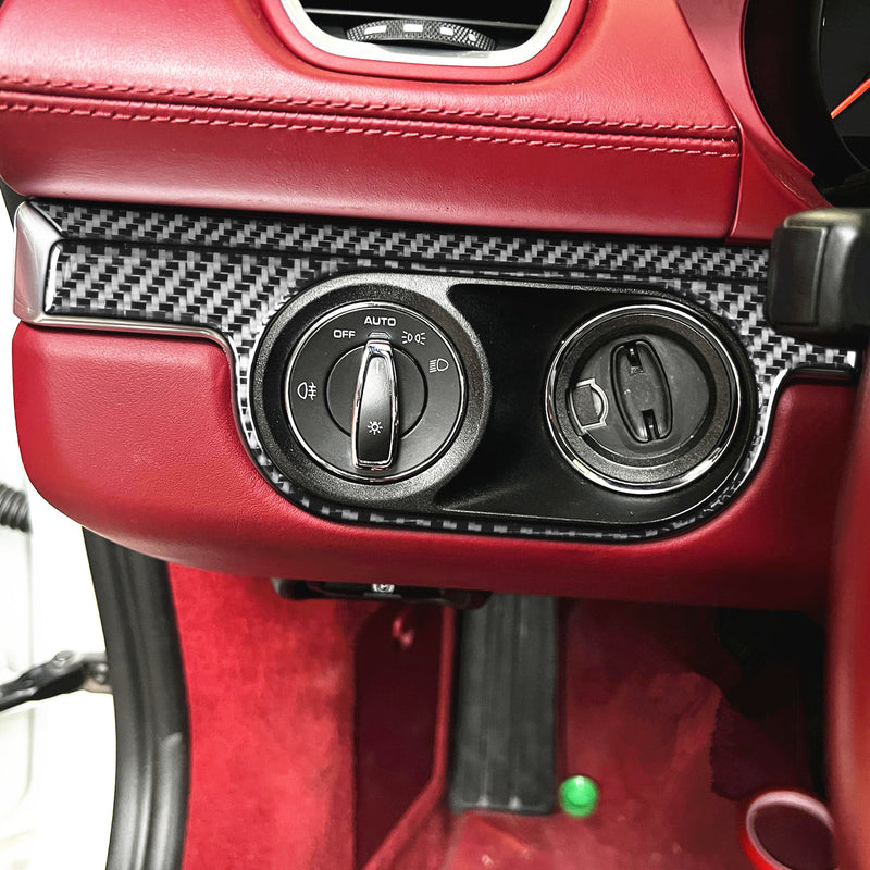 WXZOS Genuine Carbon Fiber Headlight Switch Trim for Porsche 718 Boxster 2017-2025