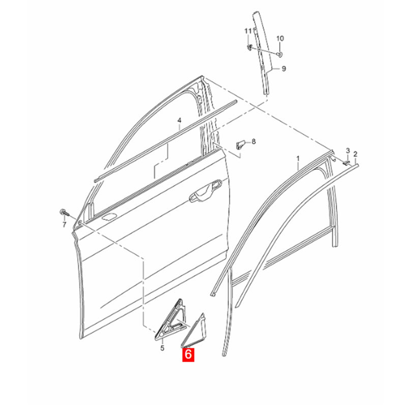 WXZOS Door Corner A-Pillar Wing Mirror Triangle Panel for Audi A6 C8 S6 RS6 2019-2024