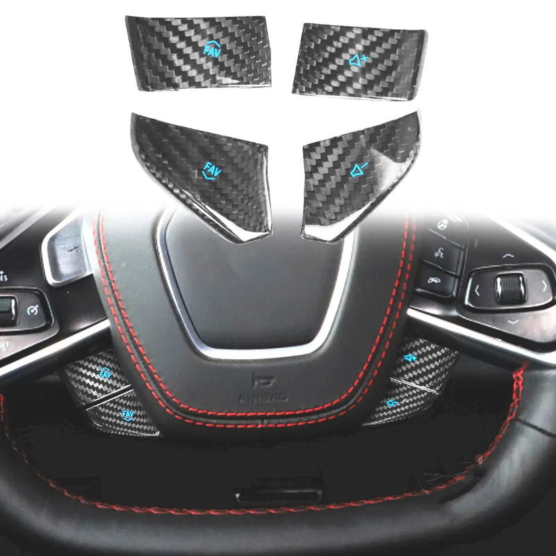 WXZOS Carbon Steering Wheel Drive Mode Button Trim for Chevrolet Corvette C8 2020-2024