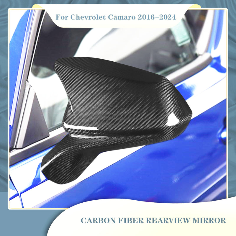 WXZOS Genuine Carbon Fiber Wing Mirror Trim for Chevrolet Camaro 2016-2024