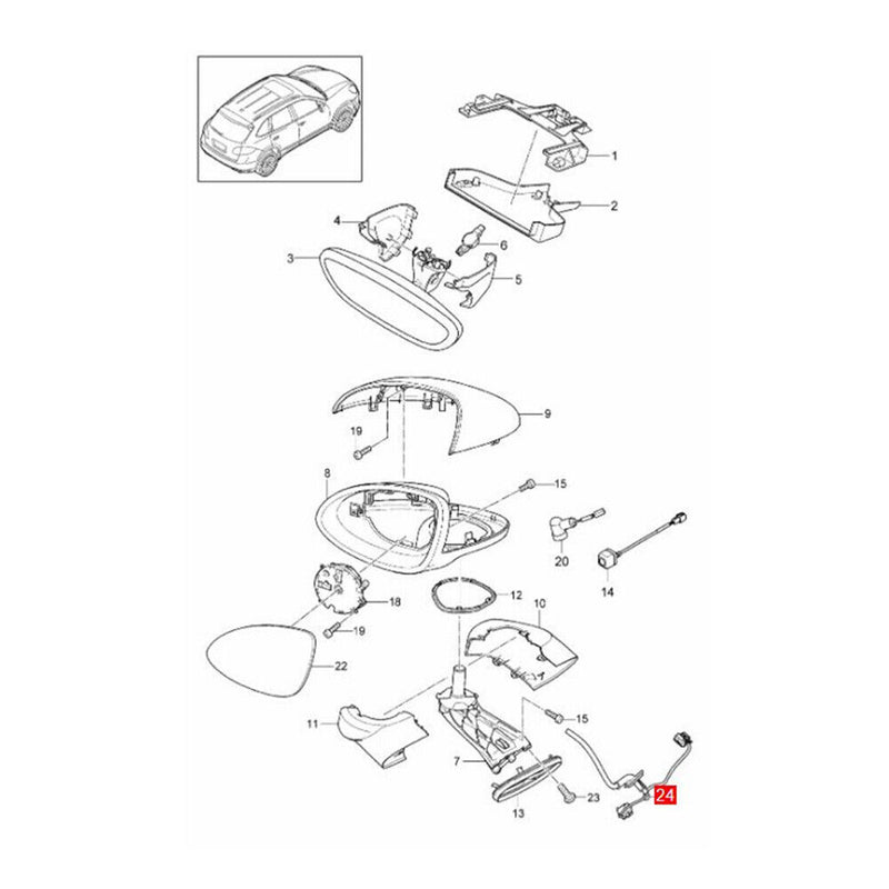 External Side Rearview Mirror Cable Wiring Harness for Porsche Cayenne 2011-2014