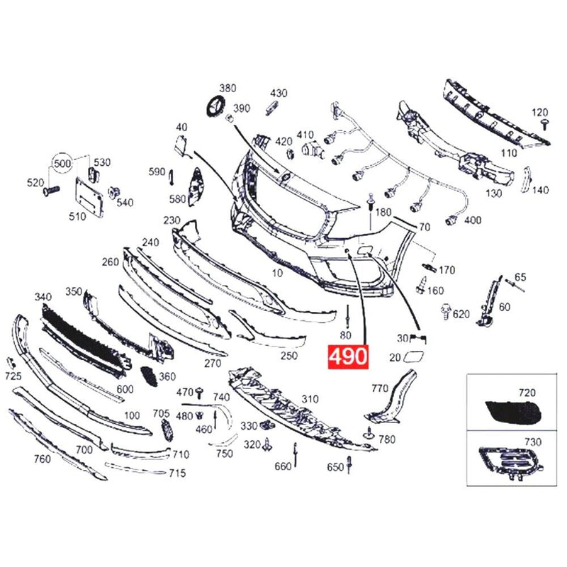 Front Bumper Park Assist Sensor Cover for Mercedes-Benz C-CLASS W205 2015-2020