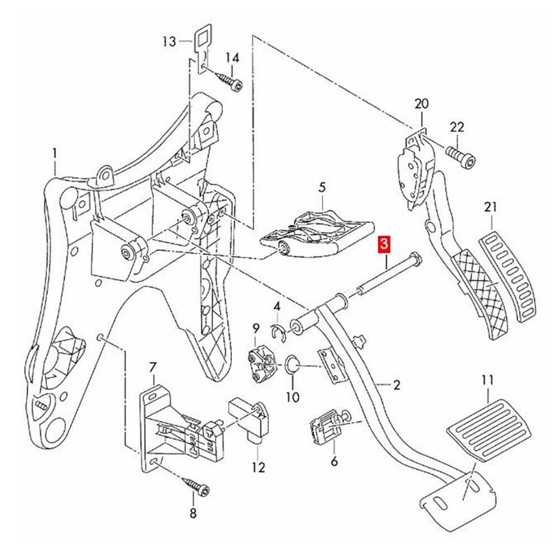 Brake Pedal Bracket Lever Support Shaft Guide Pin for VW Touareg 2011-2017