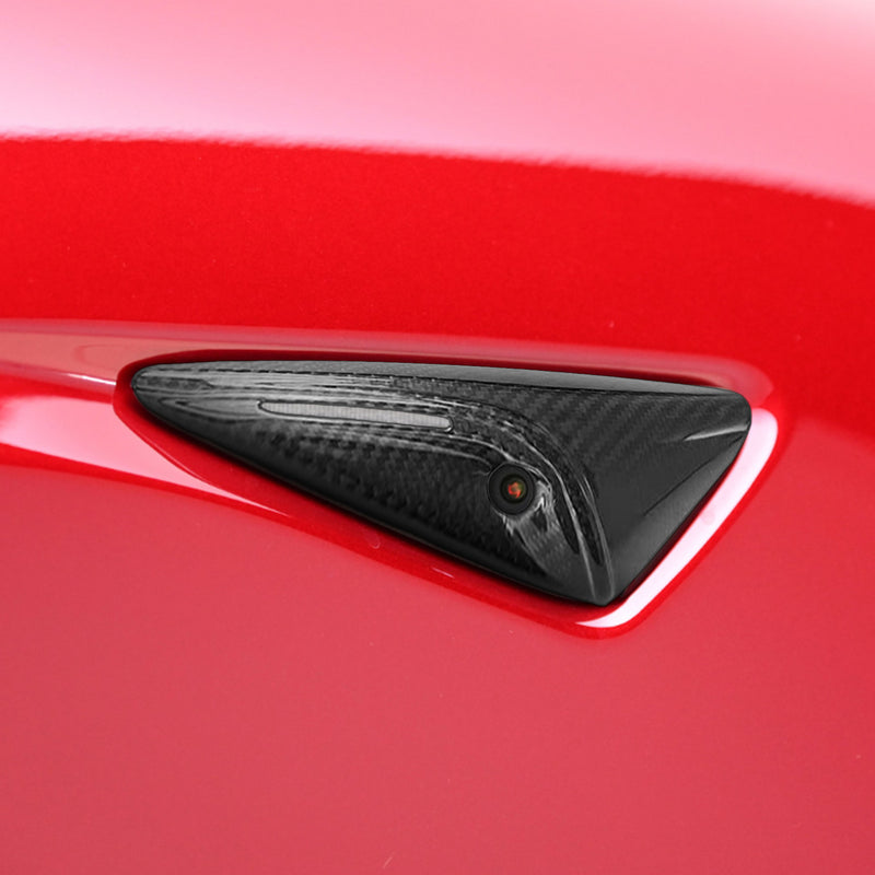WXZOS Genuine Carbon Fiber Side Fender Camera Trim for Tesla Model 3/Y HW4.0 2023-2024