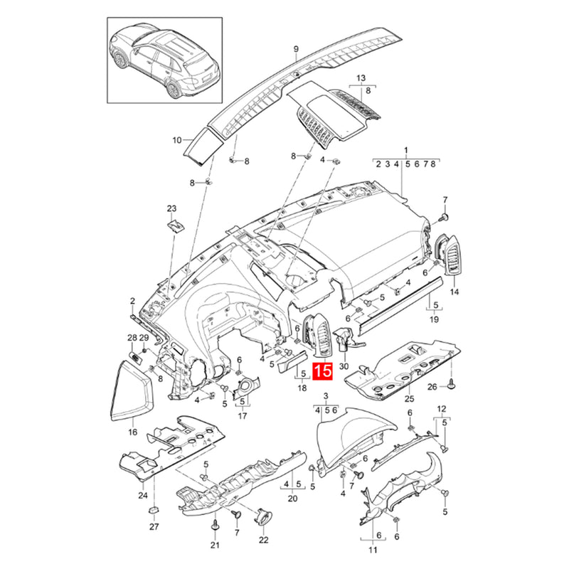WXZOS Carbon Fiber Pattern Front Dashboard Air Vent for Porsche Cayenne 92A 2011-2016