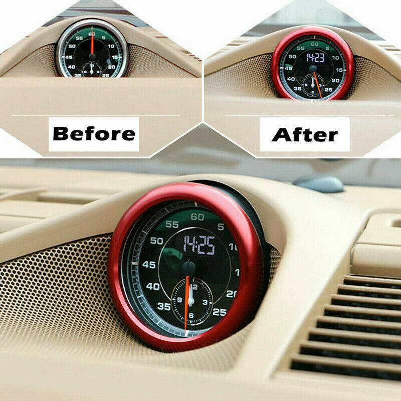 Dash Center Clock Decor Circle Red Alloy Cover Trim for 2005-2018 Porsche 911