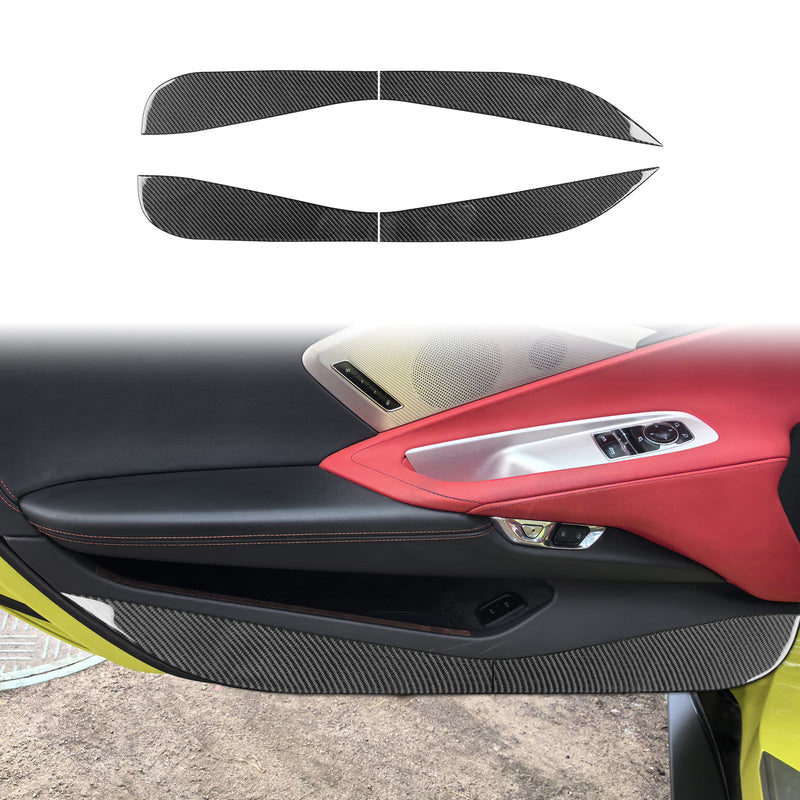 WXZOS Genuine Carbon Fiber Door Sill Protector Trim for Chevrolet Corvette C8 2020-24