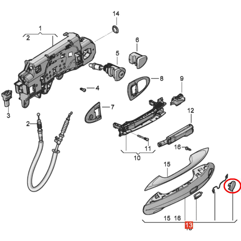 WXZOS Car Front Left Door Outside Handle Keyhole Cover for Bentley Continental 2019-23