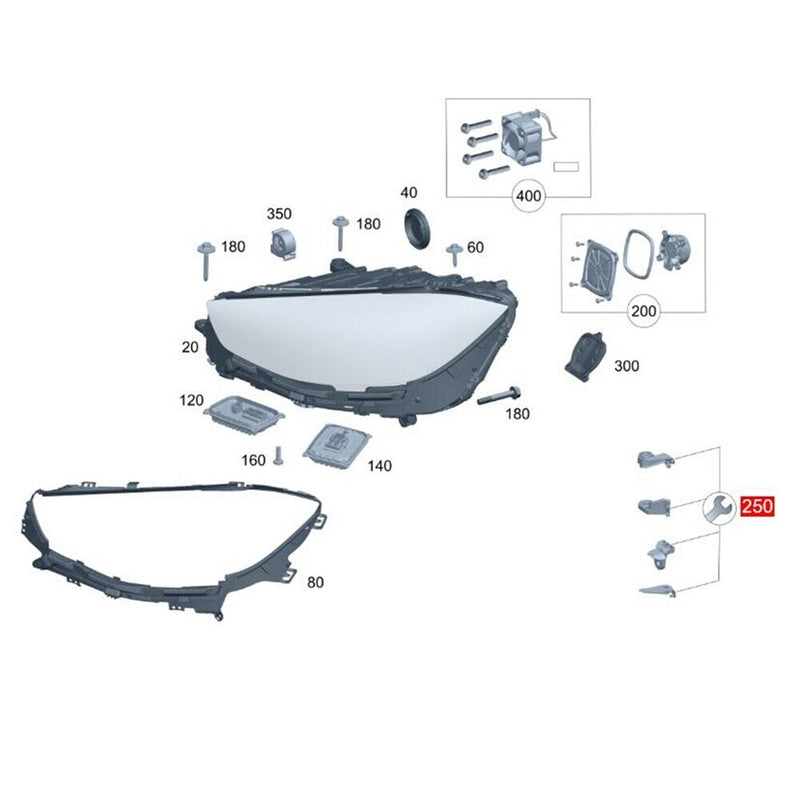 Kit support de boîtier de phare gauche pour Mercedes-Benz Maybach W223 2021-2023