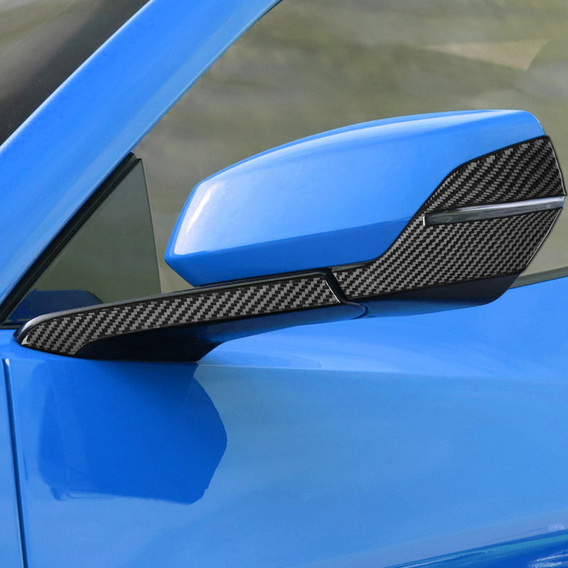 WXZOS Genuine Carbon Fiber Door Wing Mirror Trim for Chevrolet Corvette C8 2020-2024