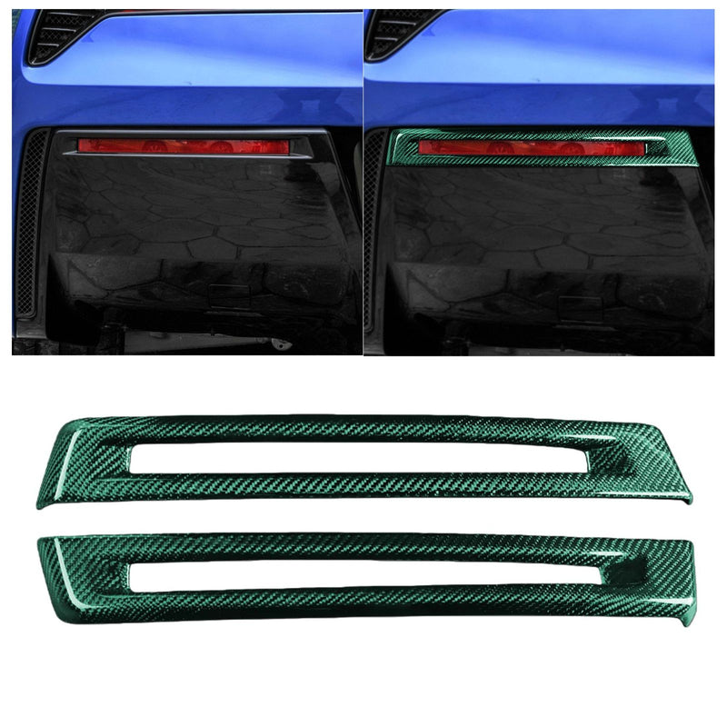 WXZOS 1SET Carbon Fiber Rear Bumper Light Trim for Chevrolet Corvette C7 2014-2019