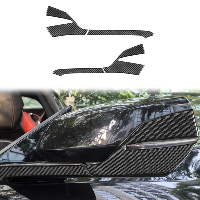 WXZOS Genuine Carbon Fiber Door Wing Mirror Trim for Chevrolet Corvette C8 2020-2024