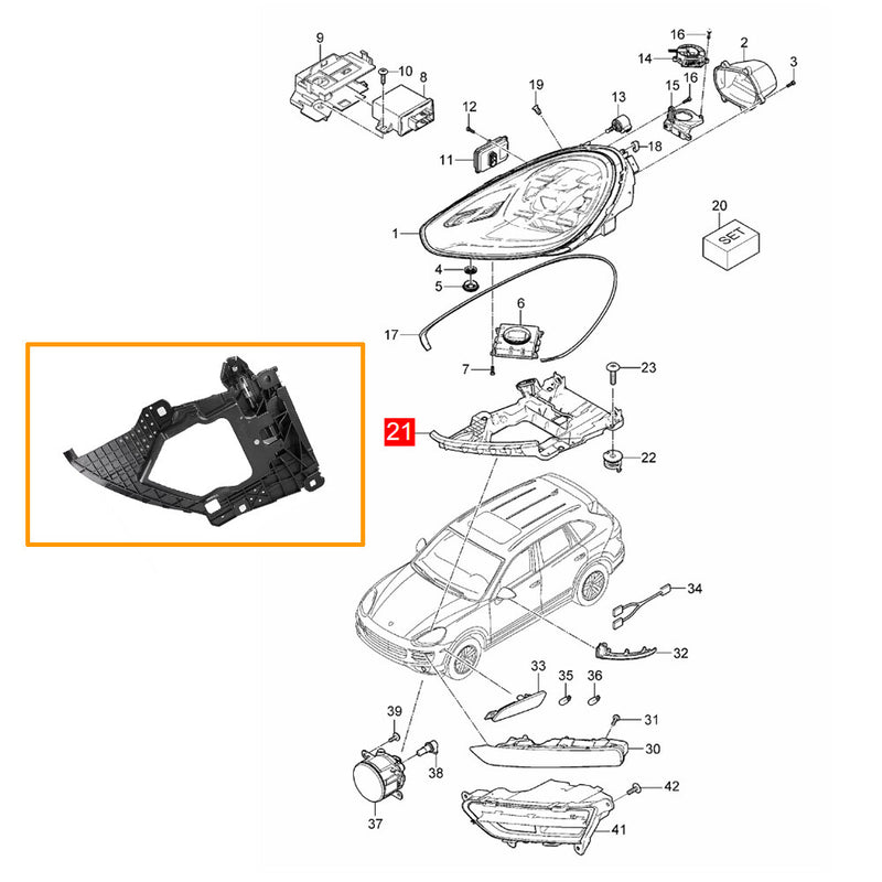 WXZOS 1PC Right Headlight Mounting Plate Bracket Main Beam for Porsche Cayenne 2015-17