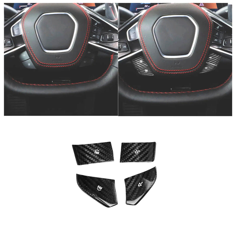 WXZOS Carbon Steering Wheel Drive Mode Button Trim for Chevrolet Corvette C8 2020-2024
