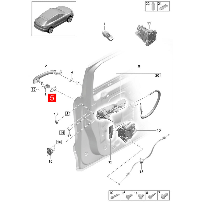 WXZOS 1PC Exterior Door Handle Gasket for Porsche Macan 95B 2018-2023