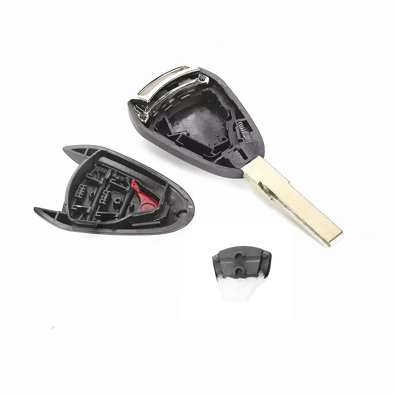 WXZOS 2/3 Buttons Remote Key Fob Shell w/Rubber Mat for Porsche Boxster 987 2005-2012