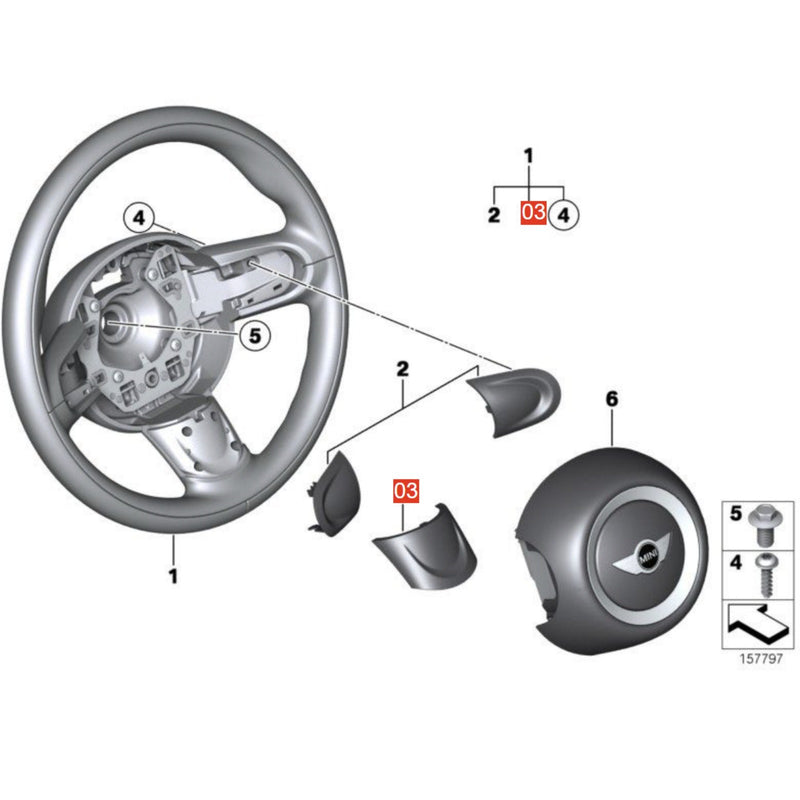 WXZOS Sport Steering Wheel Bottom Panel Spoke Cover for Mini Clubman R55 2008-2014