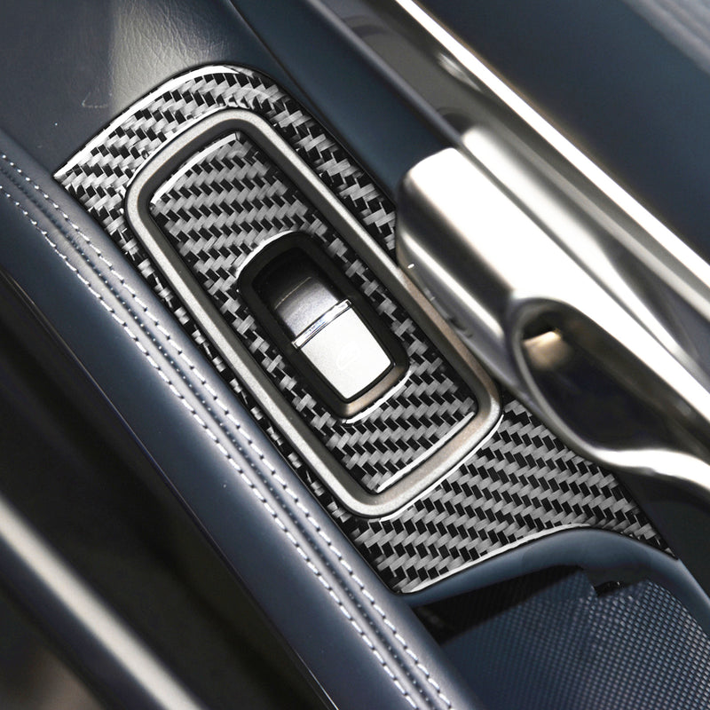 WXZOS Genuine Carbon Fiber Power Window Switch Trim for Porsche 718 Cayman 2017-2025