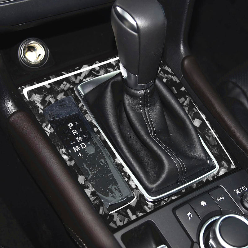 WXZOS Genuine Carbon Fiber Gear Shift Knob Lever Panel Trim for Mazda CX-4 2017-2018