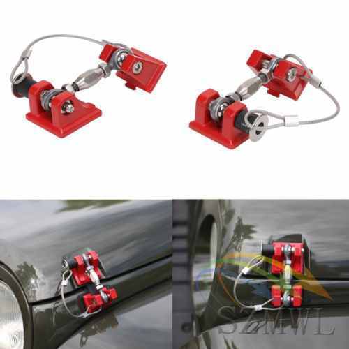 For 07-17 JEEP Wrangler 2xRed Hood Catch Lock Bracket Latch Buckle Holder