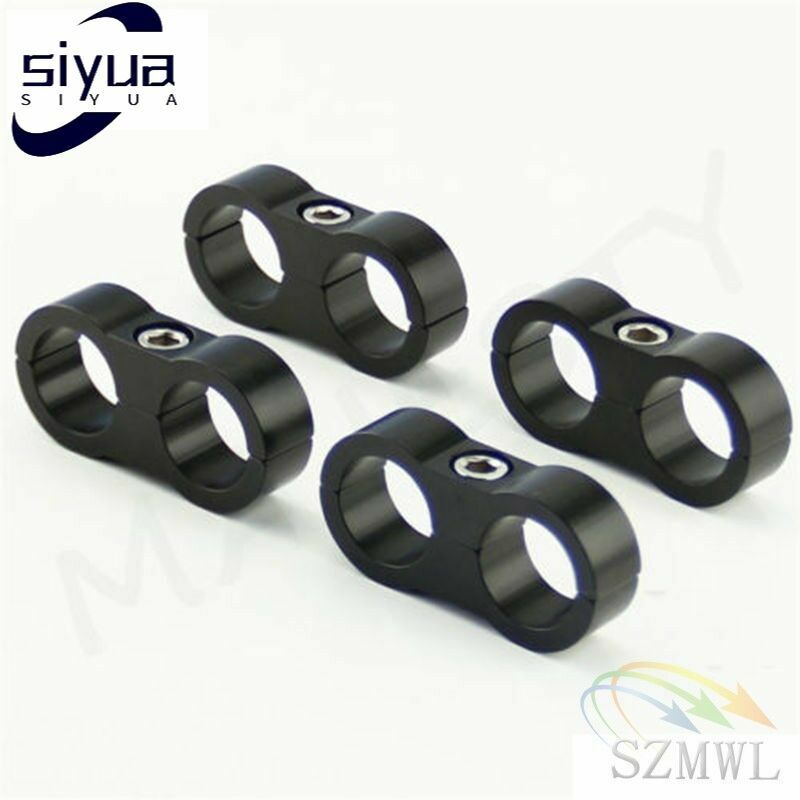 Black 4 Pcs AN10 19MM Braided Hose Separator Clamp Fitting Adapter Bracket