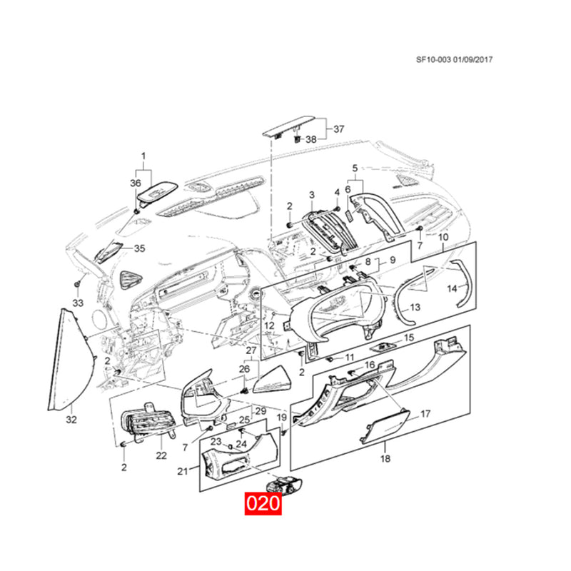 WXZOS 1PC Black Front Dashboard Headlight Head Lamp Switch for Buick Lacrosse 2016-18