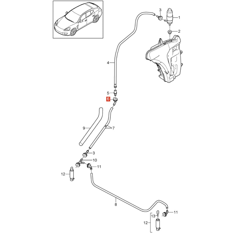 WXZOS Front Headlight Washer Hose Connector (7-Pipe) for Porsche Macan 95B 2014-2017