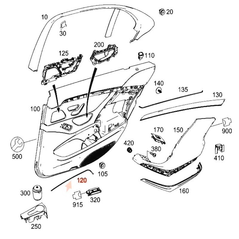 WXZOS Rear Door Ambient Light Guide Strip Bar for Mercedes-Benz W222 S-Class 2014-2020