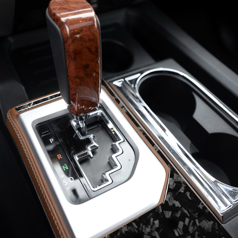 WXZOS Genuine Carbon Fiber Gear Shift Knob Lever Panel Trim for Toyota Tundra 2014-18