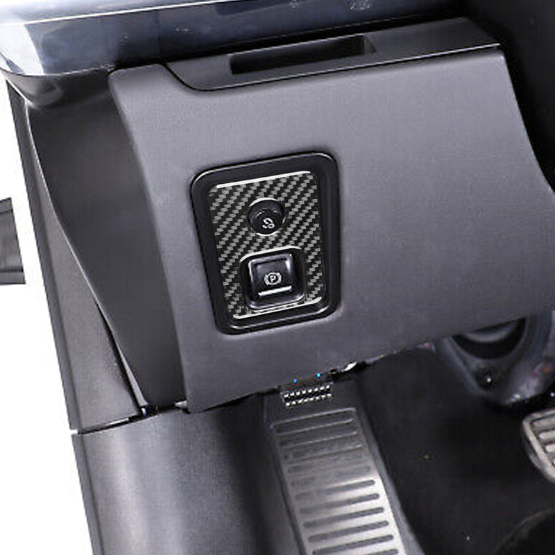WXZOS Carbon Fiber EPB Parking Brake Switch Trim for Chevrolet Corvette C8 2020-2024