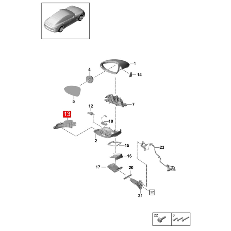 WXZOS Left Wing Mirror Turn Signal Light Indicator for Porsche Panamera 971 2017-2024