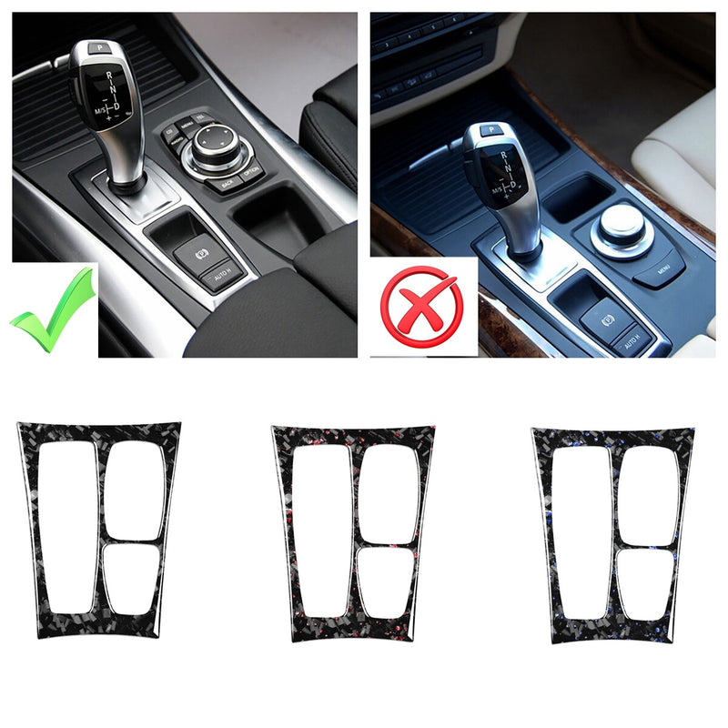 WXZOS Genuine Carbon Fiber Gear Shift Lever Panel Trim for BMW X5 E70 X6 E71 2010-2013