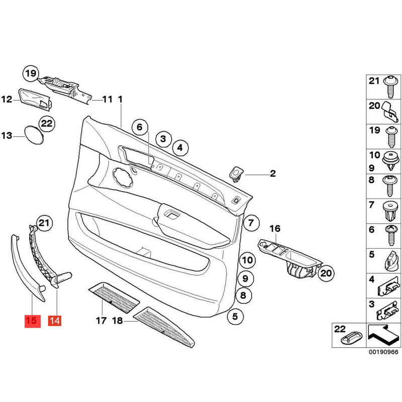 WXZOS Interior Door Armrest Inside Pull Handle Repair Kit for BMW X4 F26 2014-2017