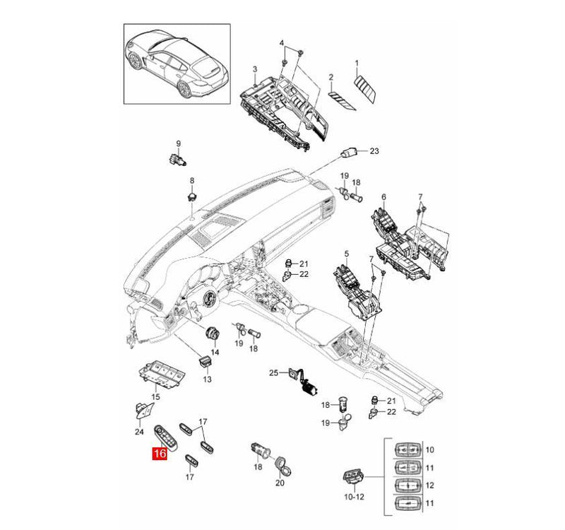 WXZOS Master Power Window Switch Assembly for Porsche Macan (95B) 2014-2022